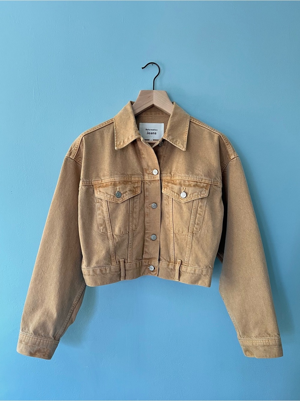 Reformation Jori Cropped Denim Jacket - Tan